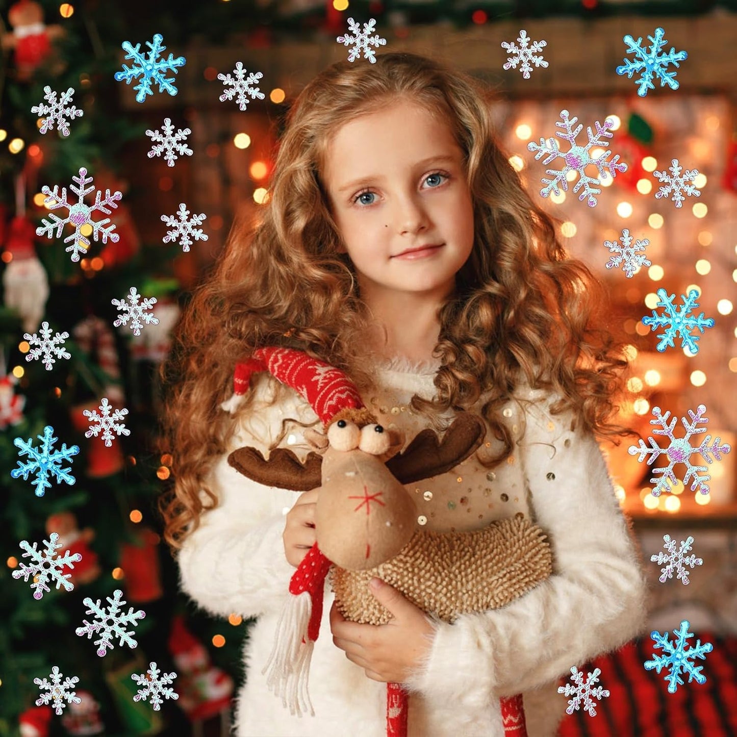 MARFOREVER Snowflake Confetti Decorations, Christmas Snowflake Glitter Confetti White Blue Scatter Winter Wonderland Table Centerpiece for Xmas Winter Wedding Snow Party Decoration Supplies