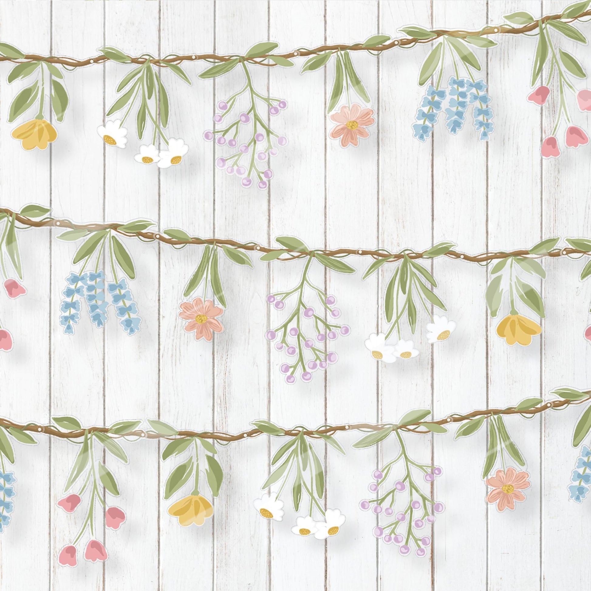 Cheerland 3pcs Wildflower Garland Flower Banner Floral Party Decorations Waterproof Banner Reusable