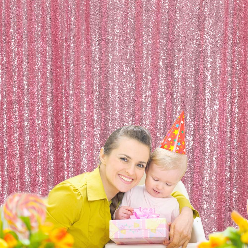 Eternal Beauty Fuchsia Pink Sequin Backdrop, 5x7 Ft Glitter Background Curtains for Shimmer Photography Party Wedding Birthday Back Drop Decor