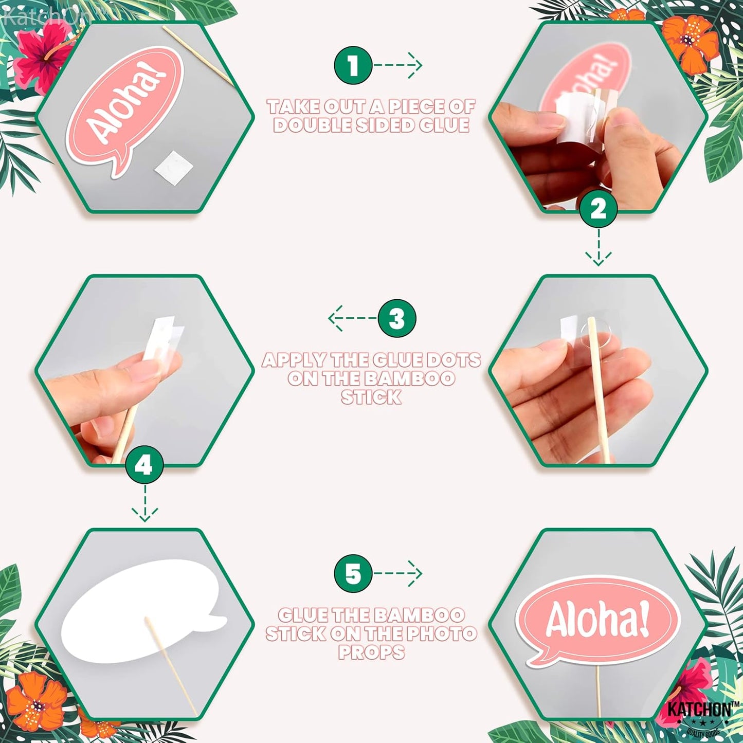 KatchOn, Luau Photo Booth Props - Pack of 21 | Tropical Photo Booth Props, Luau Party Decorations | Beach Party Decoration | Hawaiian Prop, Hawaiian Themed Party Decoration Flamingo Party Decorations