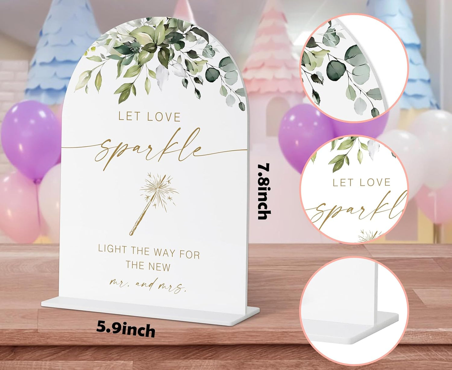 Let Love Glow Sign, Greenery Gold Bridal Shower Decorations, Wedding Glow Sticks for Reception, Marriage Signs for Ceremony and Reception, Engagement Party Decor, Wedding Table Acrylic Decor - 36