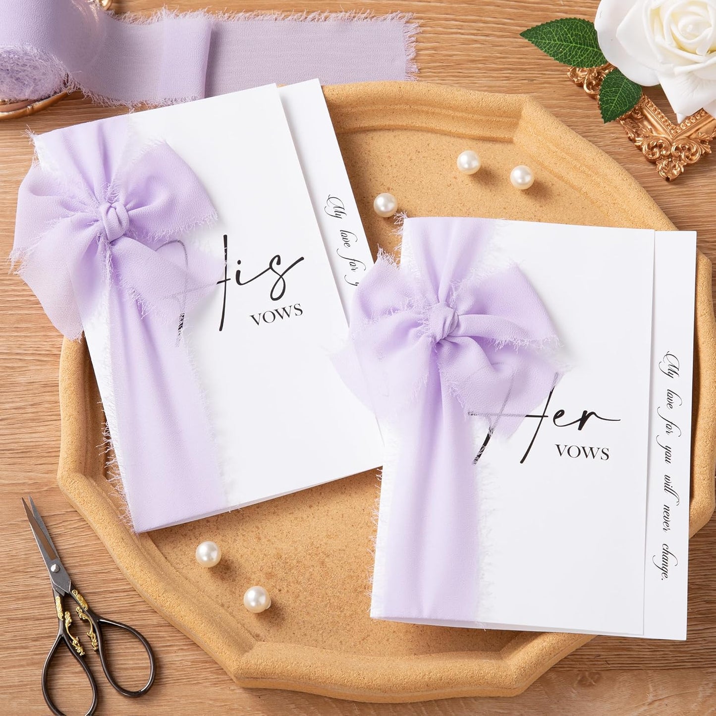 DORIS HOME Light Purple Chiffon Ribbon for Flower Bouquet, 2" x21Yd Fabric Ribbon for Gift Wrapping, Handmade Frayed Ribbon for Wedding, Chiffon Silk Ribbon for Christmas Decorations