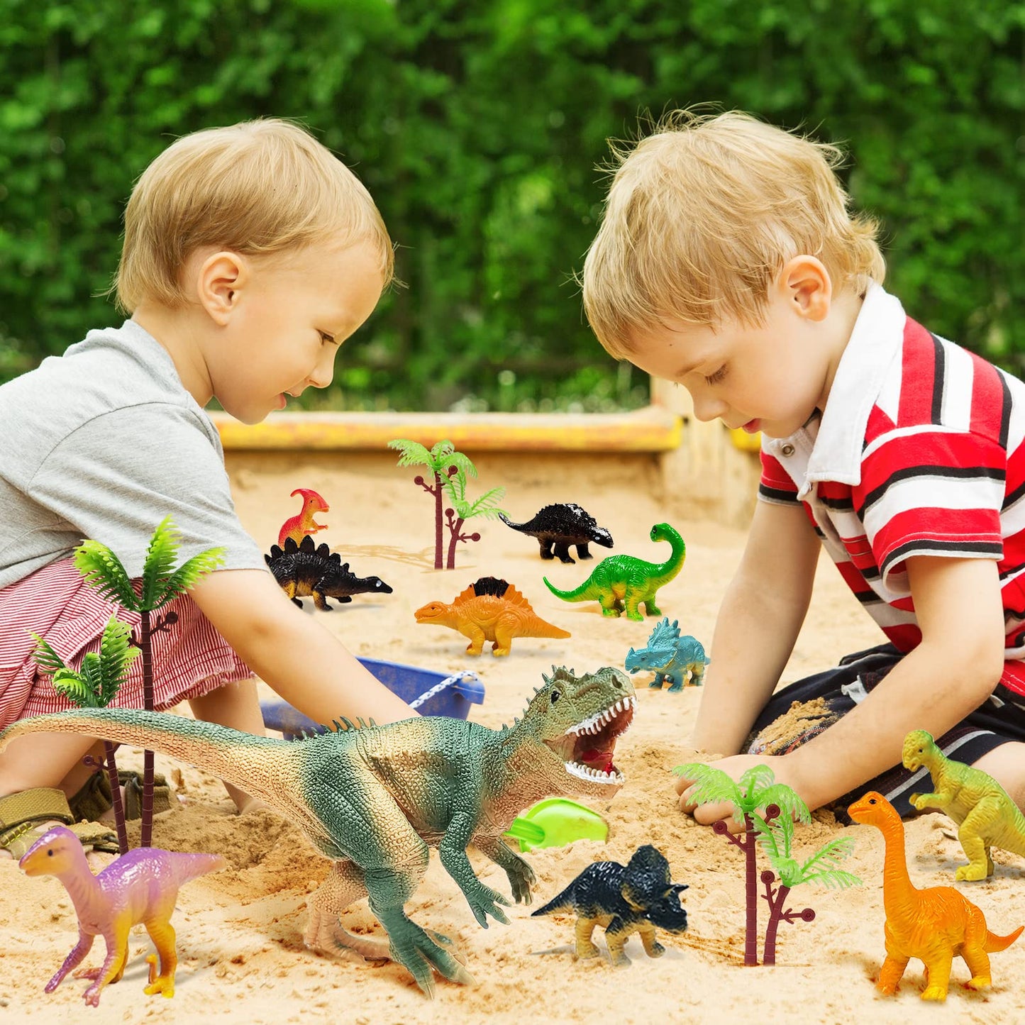 GLAHORSE 26 PCS Dinosaur Cake Toppers With Dinosaur Eggs Leaves Trees Cake Decorations For Birthday