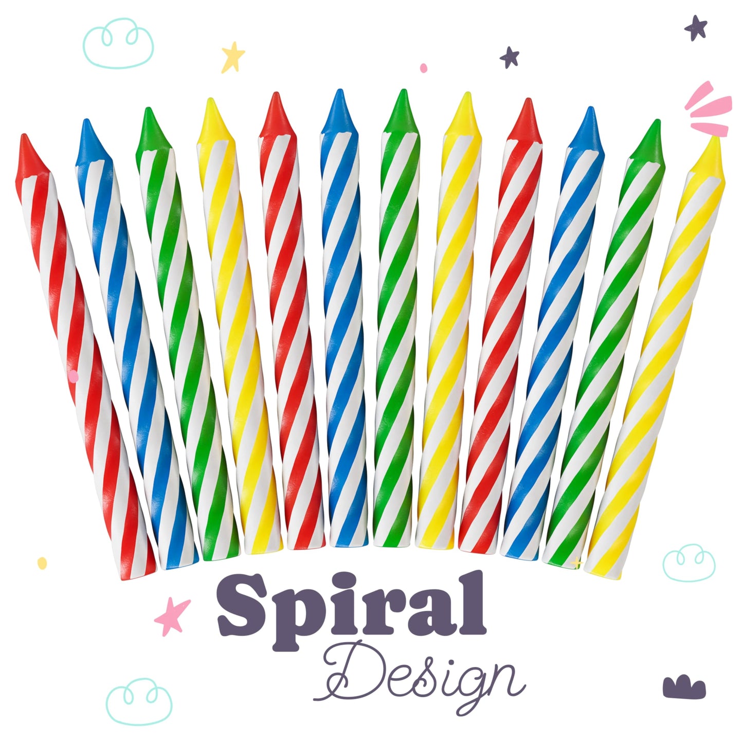 Party Solids Primary Colors Happy Birthday Candles for Cake Candles Birthday Cake Decorations 24 Pc