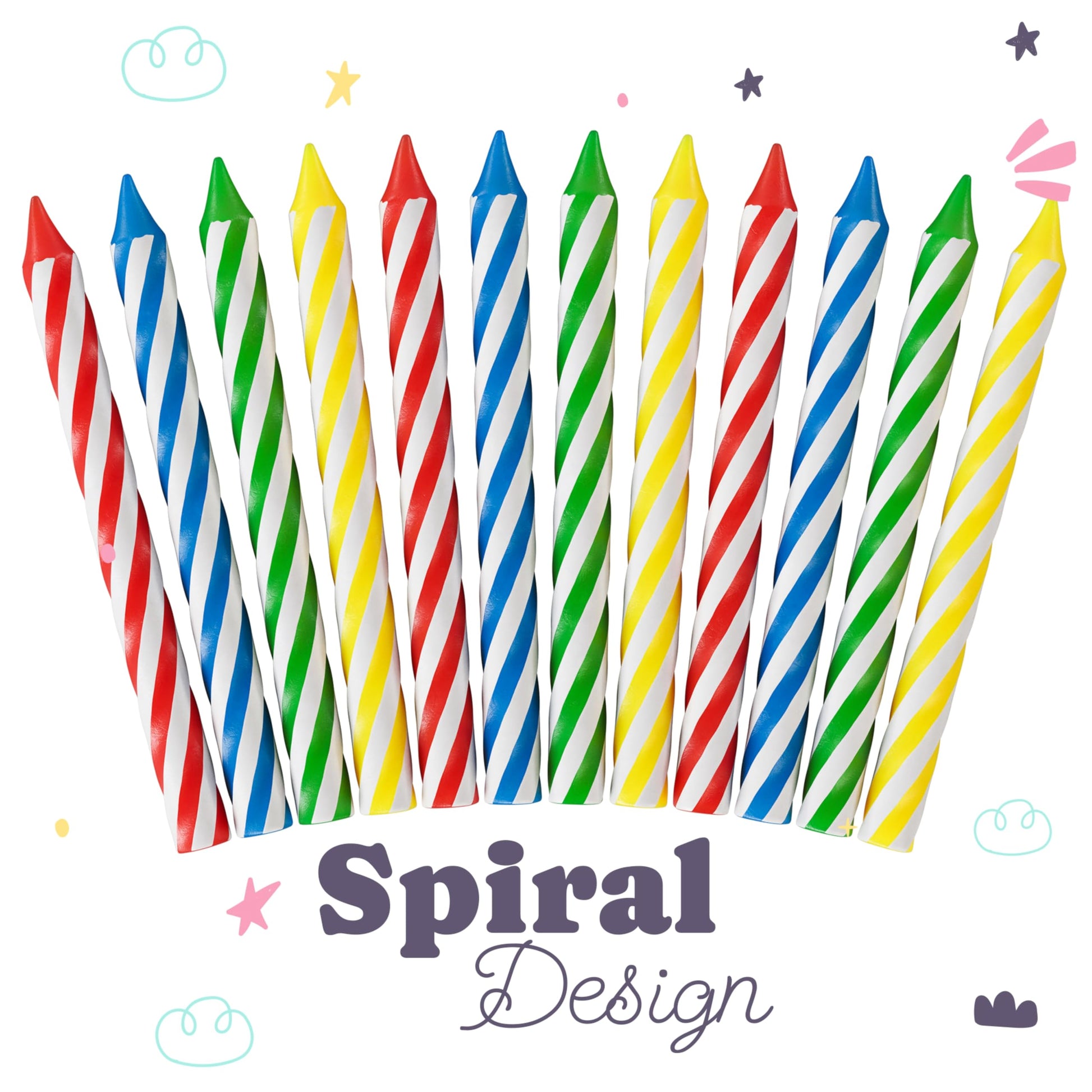 Party Solids Primary Colors Happy Birthday Candles for Cake Candles Birthday Cake Decorations 24 Pc