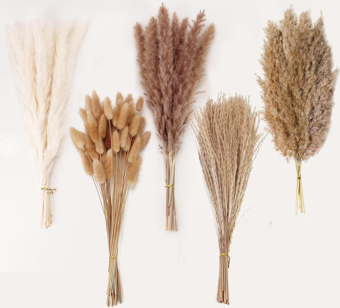 Natural Dried Pampas Grass Decor, 110 PCS Pampas Grass Contains White Bunny Tails Dried Flowers, Artificial Flowers for Bathroom Decor, Bathroom Wall Decor, Office Decor and Baby Shower Decorations