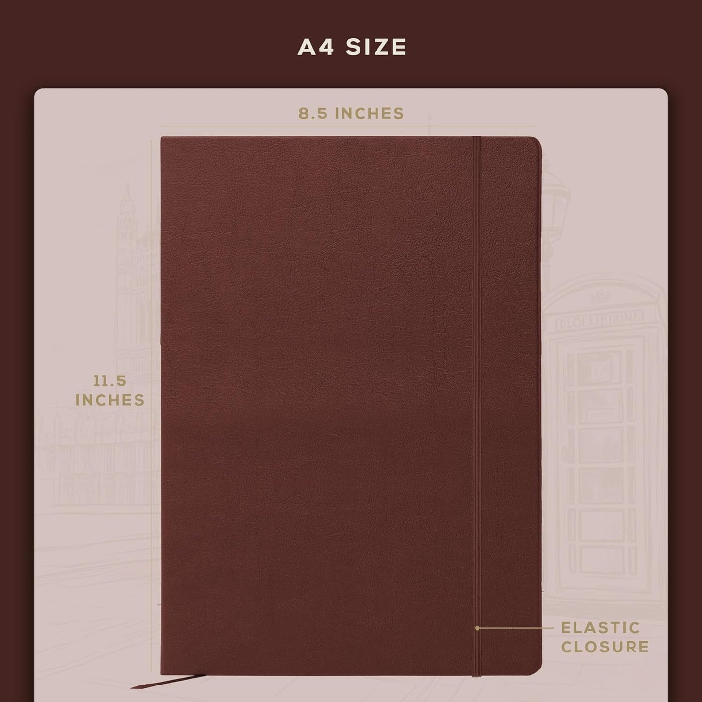 Beechmore Books A4 Sketchbook ??8.5x11 Premium Vegan Leather Bound Large Sketch Book Hardcover with 156 Thick 160gsm Perforated Ivory Pages, Blank Sketch Pad, Gift Boxed, Back Pocket, Ribbon Bookmark