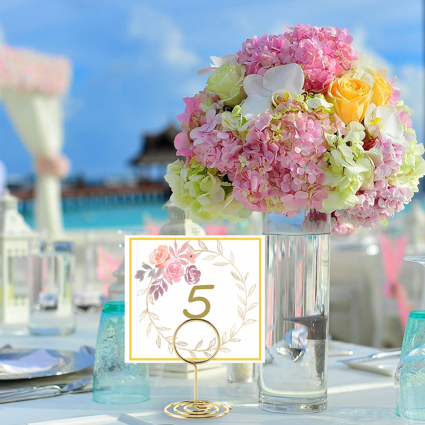Table Number Holders, 26PCS Place Card Holder, Photo Holder (2" Gold)