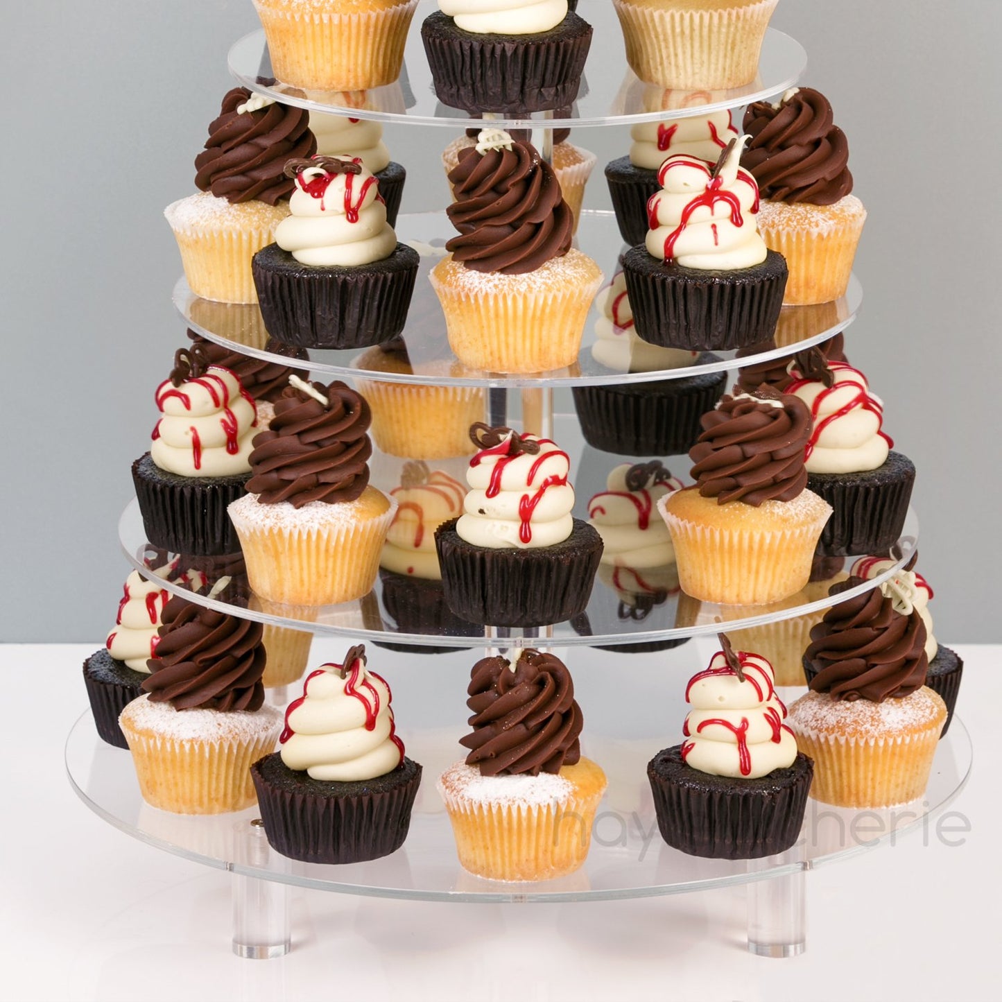 5 Tier Acrylic Cupcake Stand, Extra Thick 5mm Base, Multi Tiered Cake Stand