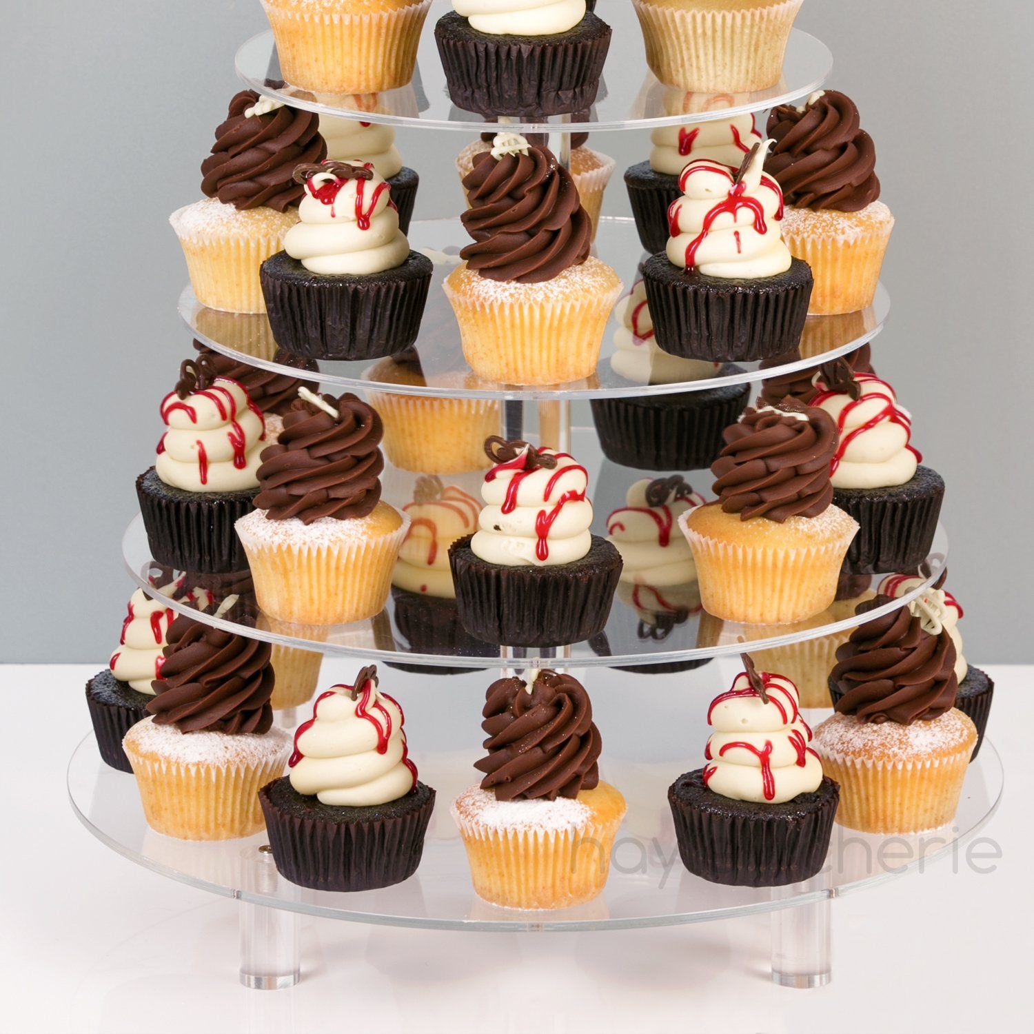 5 Tier Acrylic Cupcake Stand, Extra Thick 5mm Base, Multi Tiered Cake Stand