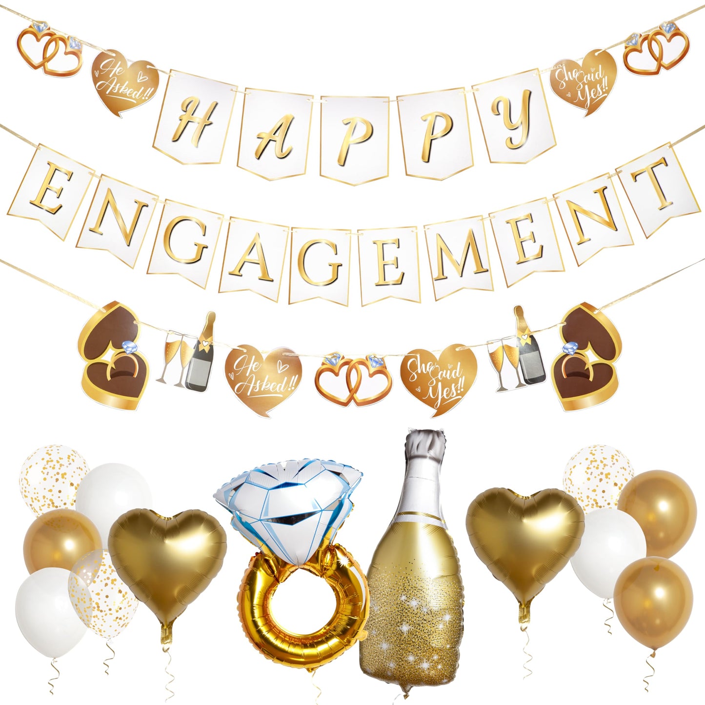 Pirese Happy Engagement Banner, Just Engaged Banner, Happy Engagement Decorations | Just Engaged