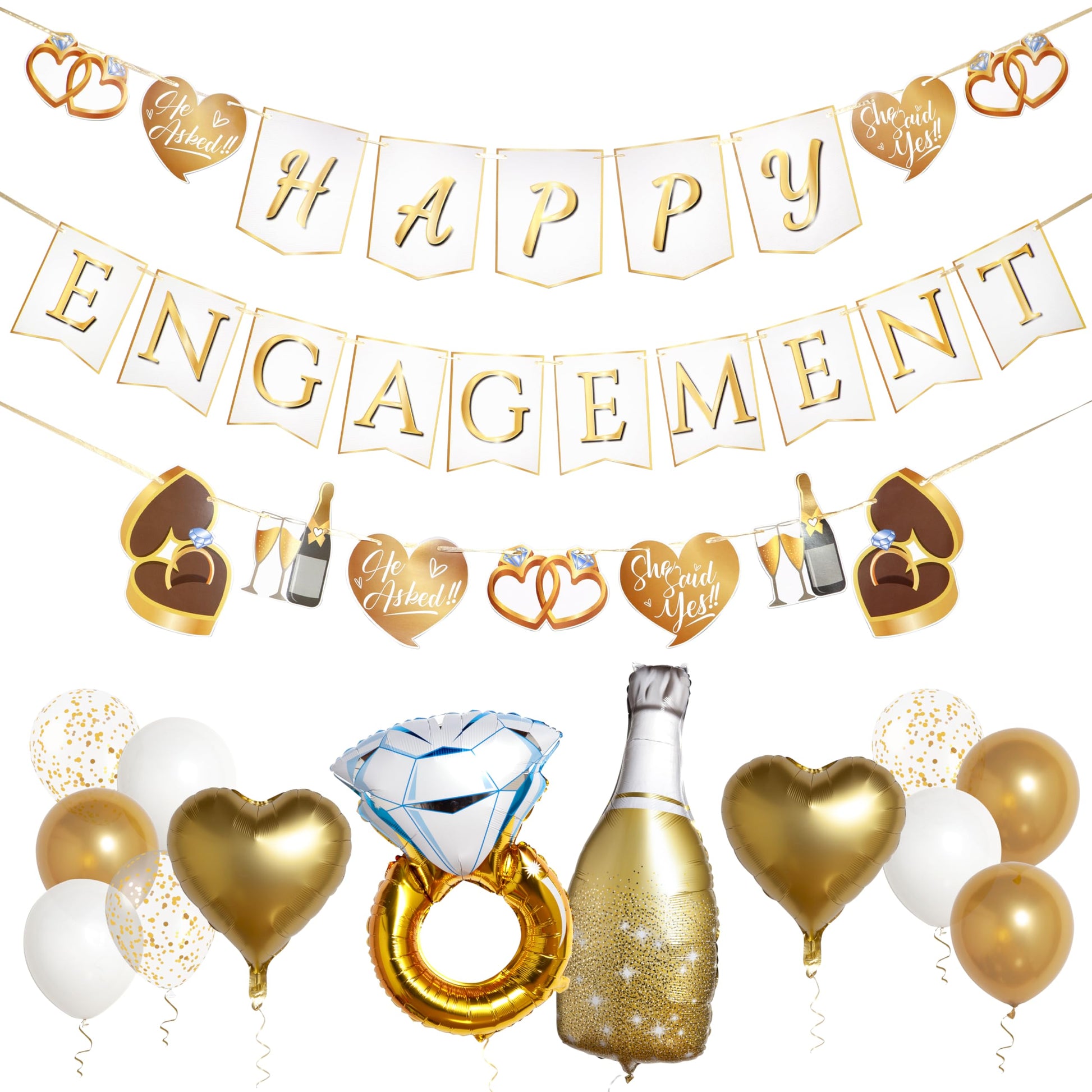 Pirese Happy Engagement Banner, Just Engaged Banner, Happy Engagement Decorations | Just Engaged