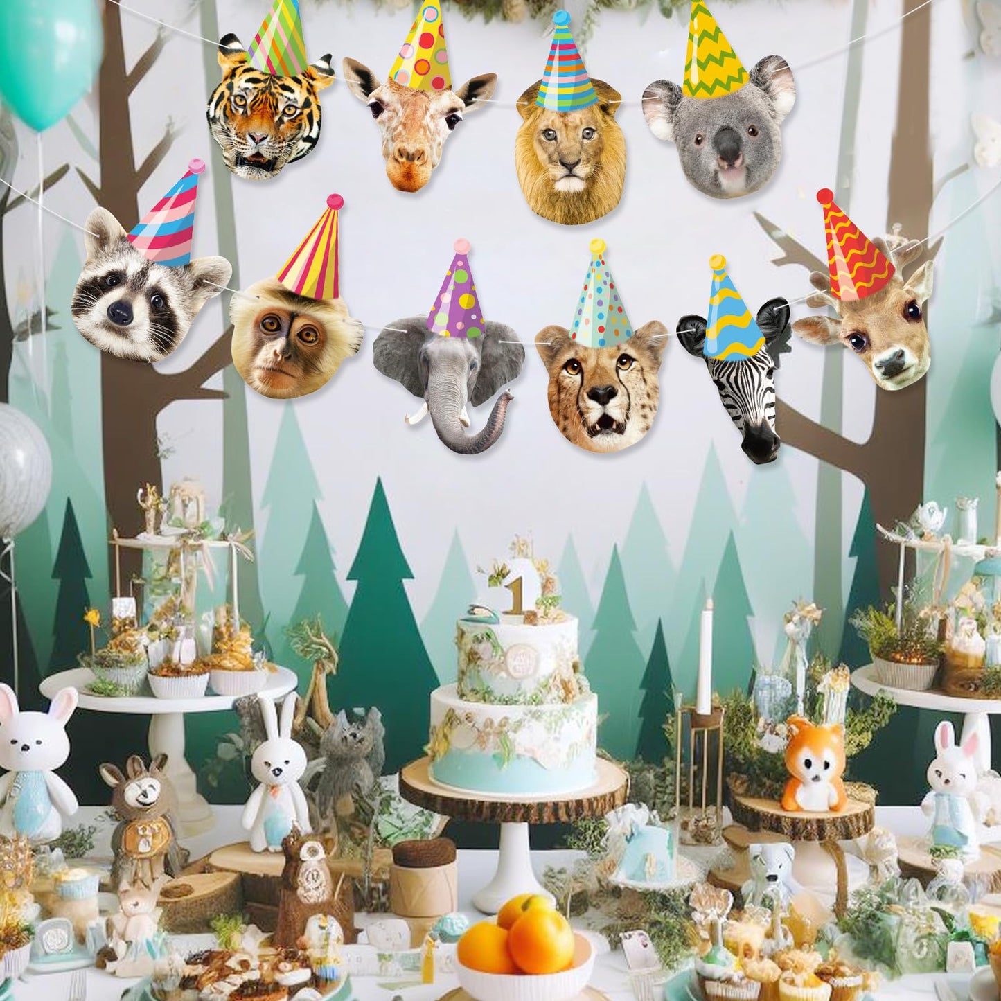 Hooqict Safari Animals Happy Birthday Banner Animal Birthday Party Decorations Party Animal Banner