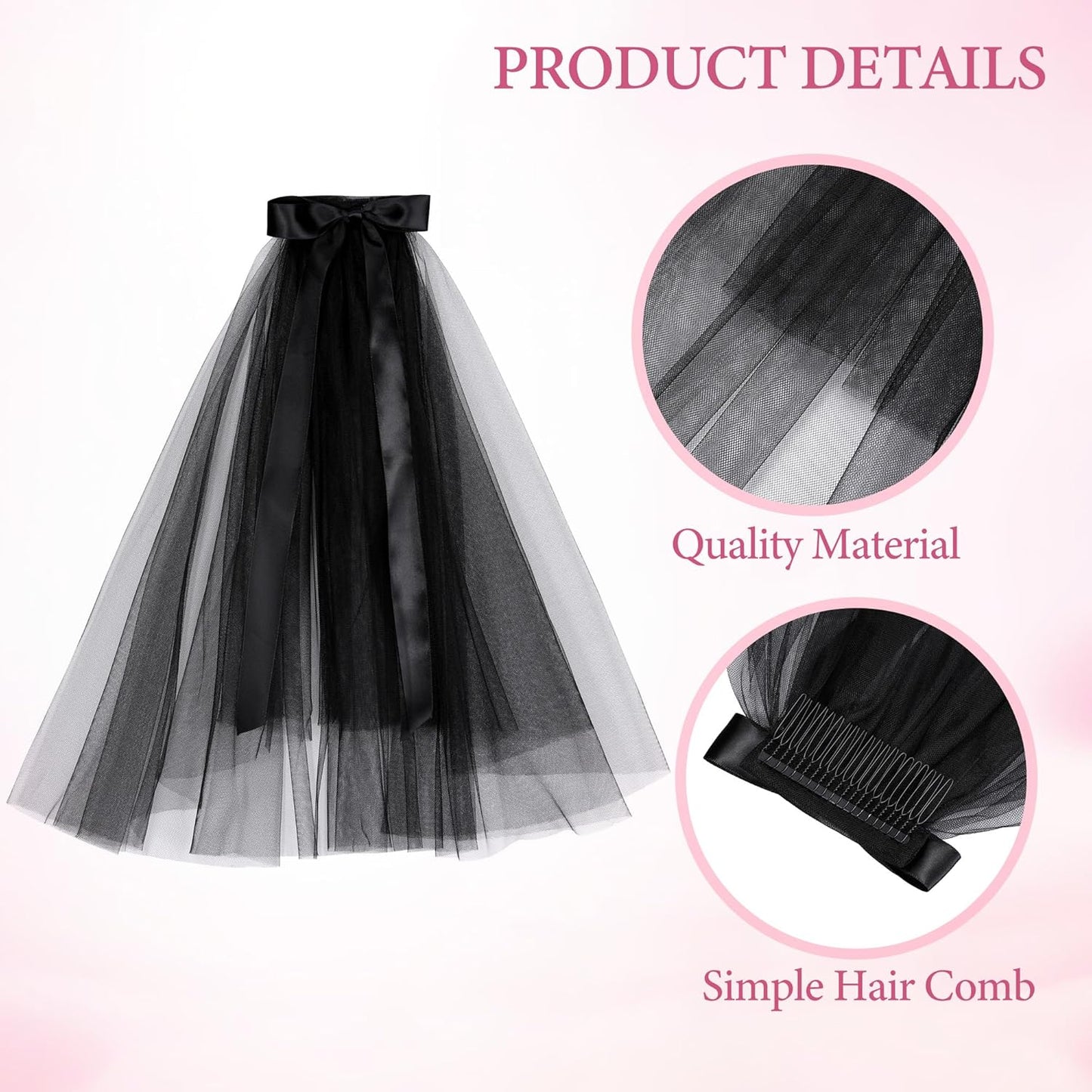 Ayliss Women Mesh Veils Black Bridal Birdcage Short Wedding Face Veil with Clip Tulle Gothic Bride Halloween Costume