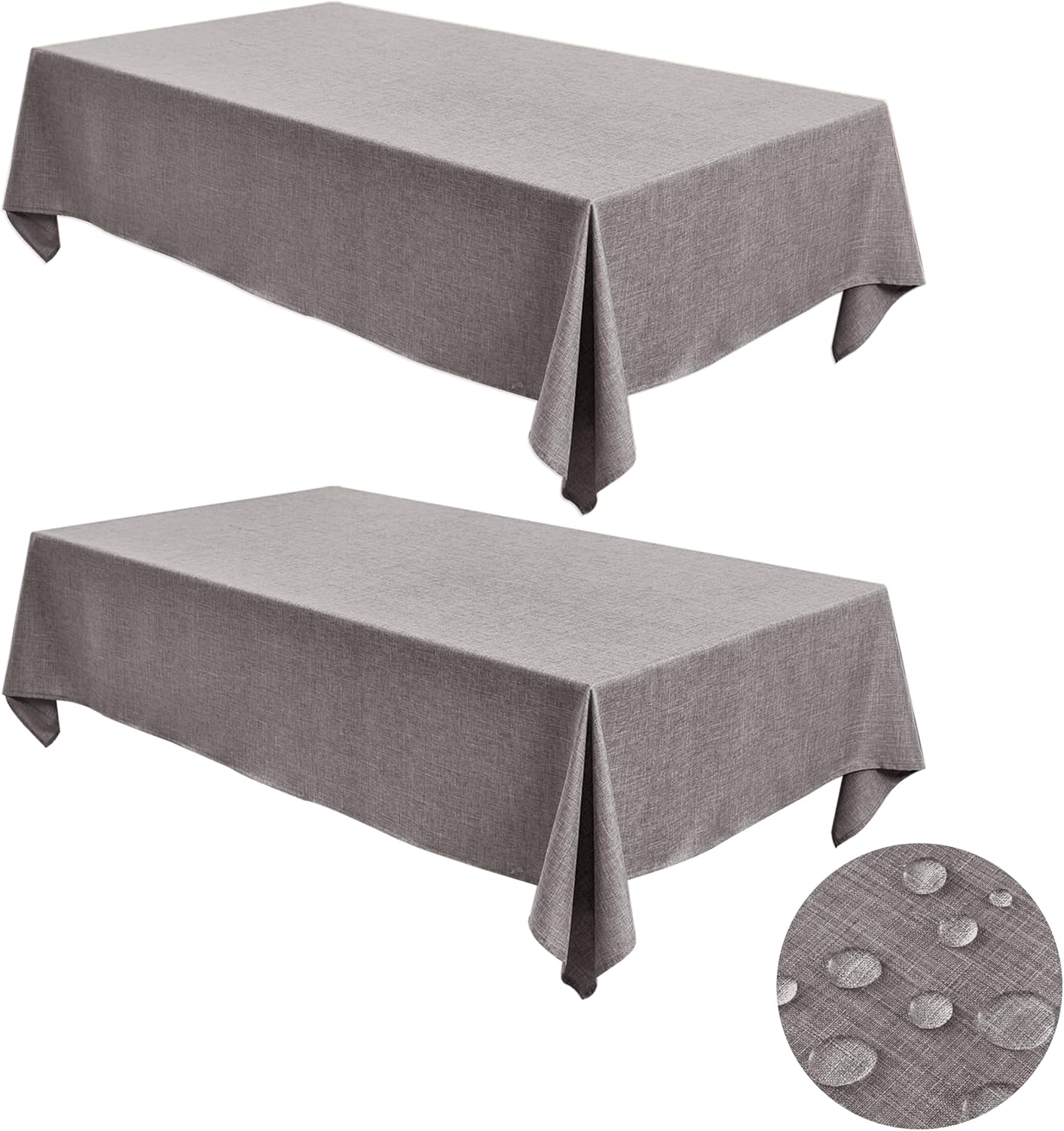 Fitable Faux Linen Tablecloths for Rectangle Tables: Water & Stain Resistant Farmhouse Table Cloth, Washable Burlap Textured Table Covers for Kitchen Dining Party(2 Pack, 60x84 Inch, Stone)