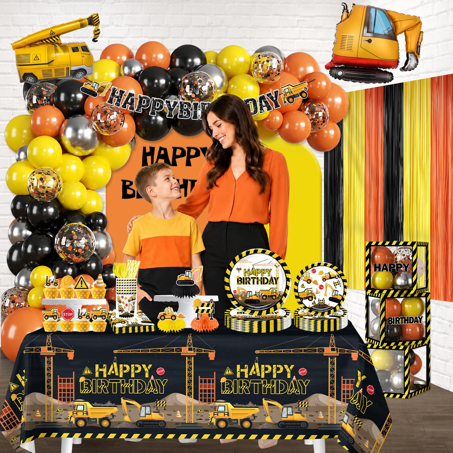 289Pcs Construction Birthday Party Supplies, All-in-One Set for 25 Guests