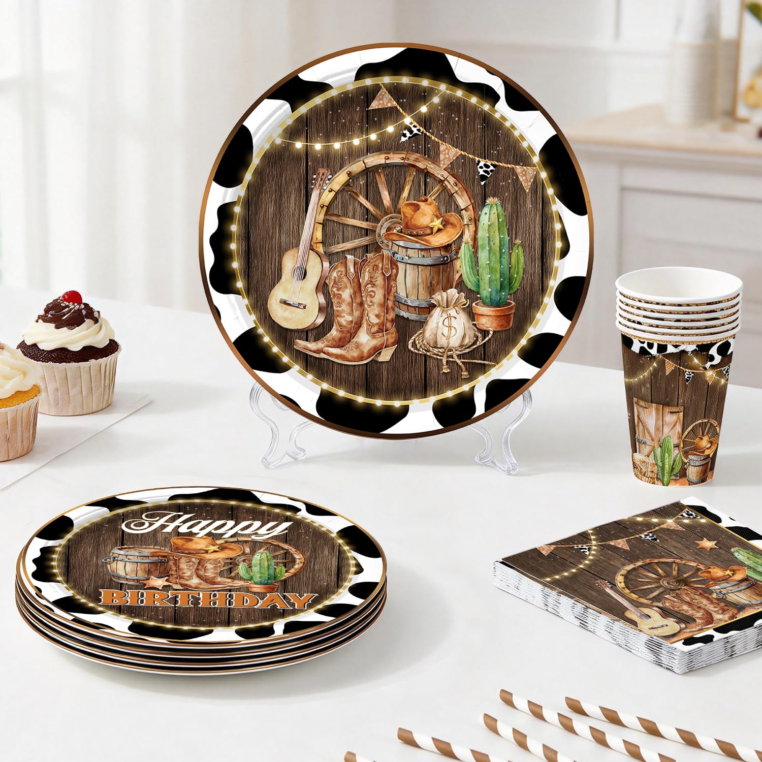205PCS Xynic Western Cowboy Birthday Party Decorations Set for 25 Guests
