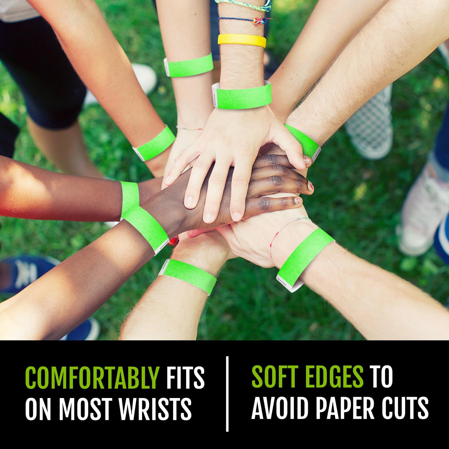 1,000 WristCo Neon Green Tyvek Wristbands for Events - Tamper-Proof Design