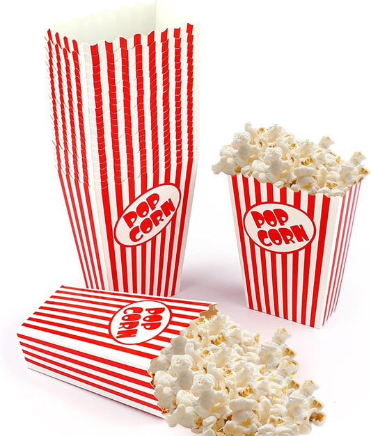 25 Pcs Small Popcorn Boxes for Party 5.5 Inches Tall Red & White Striped Popcorn Bags Mini Popcorn Buckets & Popcorn Bowl for Movie Theater, Home, Carnival Decorations (25)