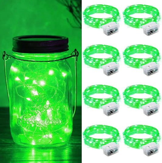 ZGWJ 8 Pack Fairy Lights Battery Operated, 7ft 20 Mini LED Fairy String Lights Silver Wire 3 Modes for DIY, Parties, Wedding, Bedroom, Halloween Christmas Decoration Green
