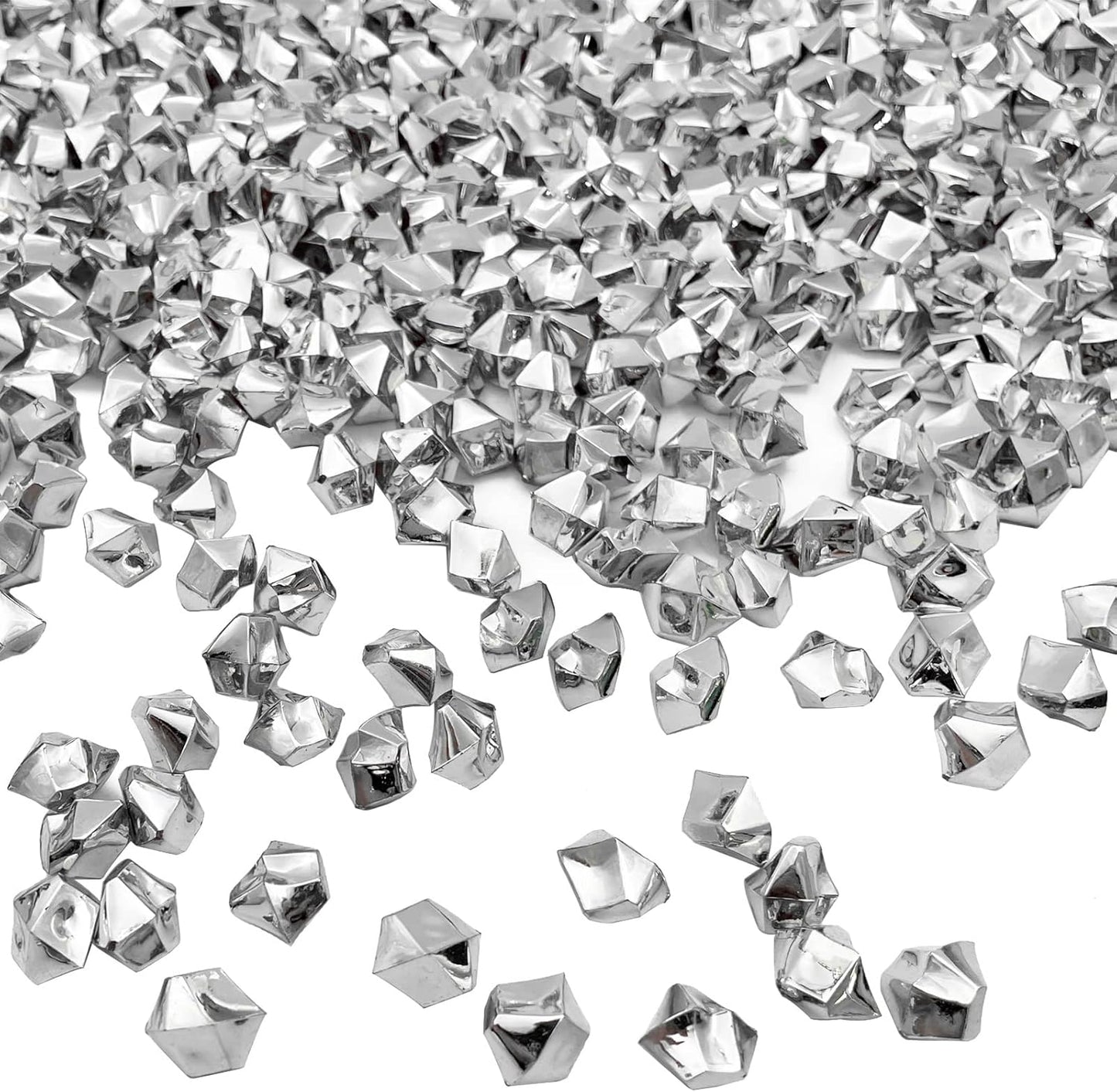 Fake Crushed Ice Cubes, Vase Fillers, 11 * 14 mm 650 pcs Reusable Fake Ice Cubes Artificial Acrylic Crystal Cubes for Wedding Decor Gold