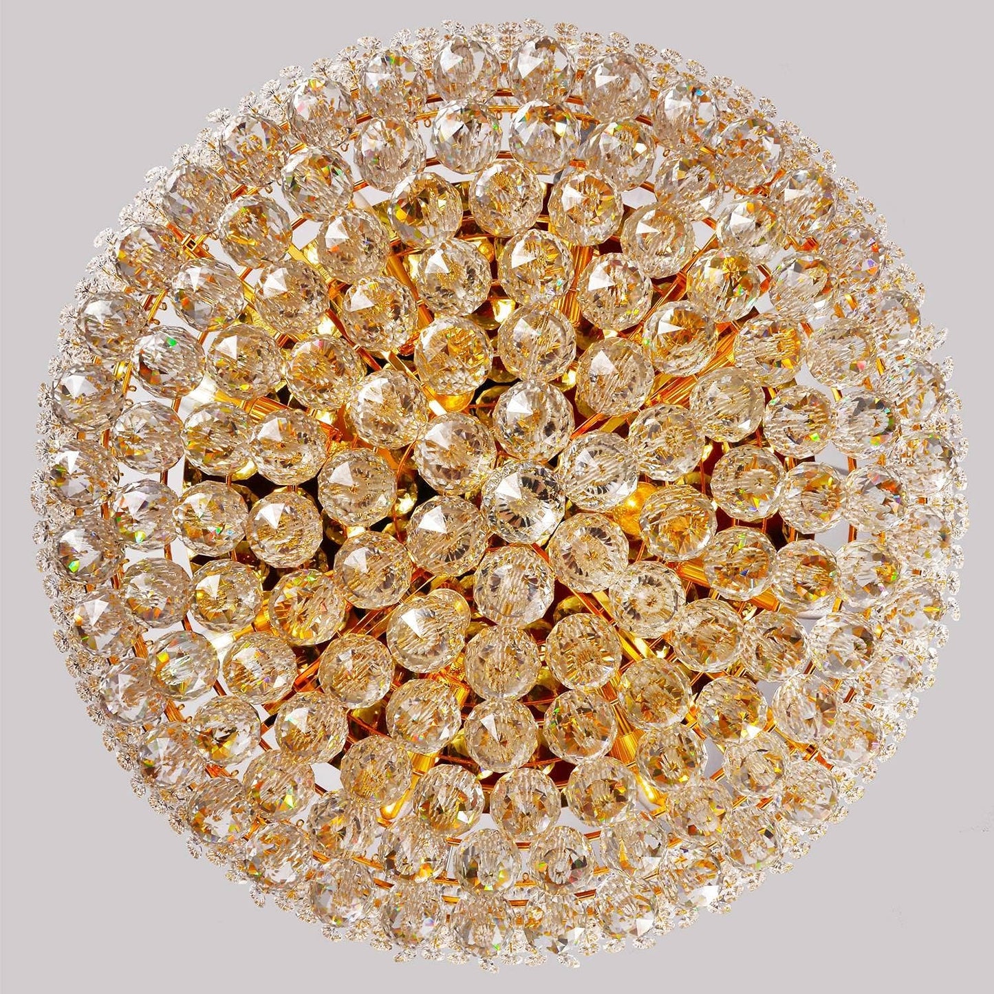 11-Lights Golden Finish Classic Empire Style K9 Crystal Chandelier Ceiling Light for Living Room Foyer Dining Room Hallway Bedroom (24×12 inch) New Packaging Easy to Install