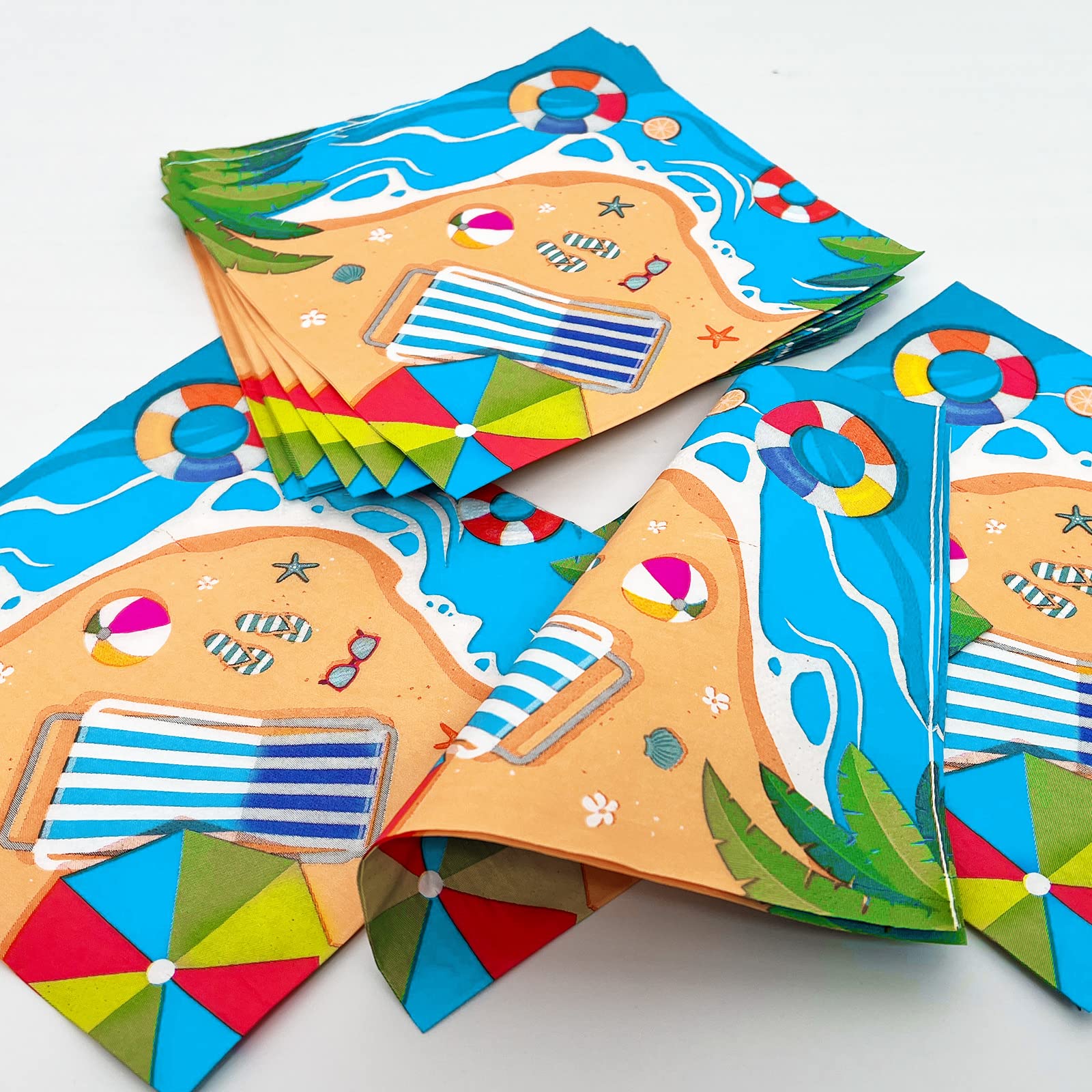 50 Pcs Summer Beach Party Napkins Beach Theme Birthday Disposable Paper Napkins Luncheon Napkins