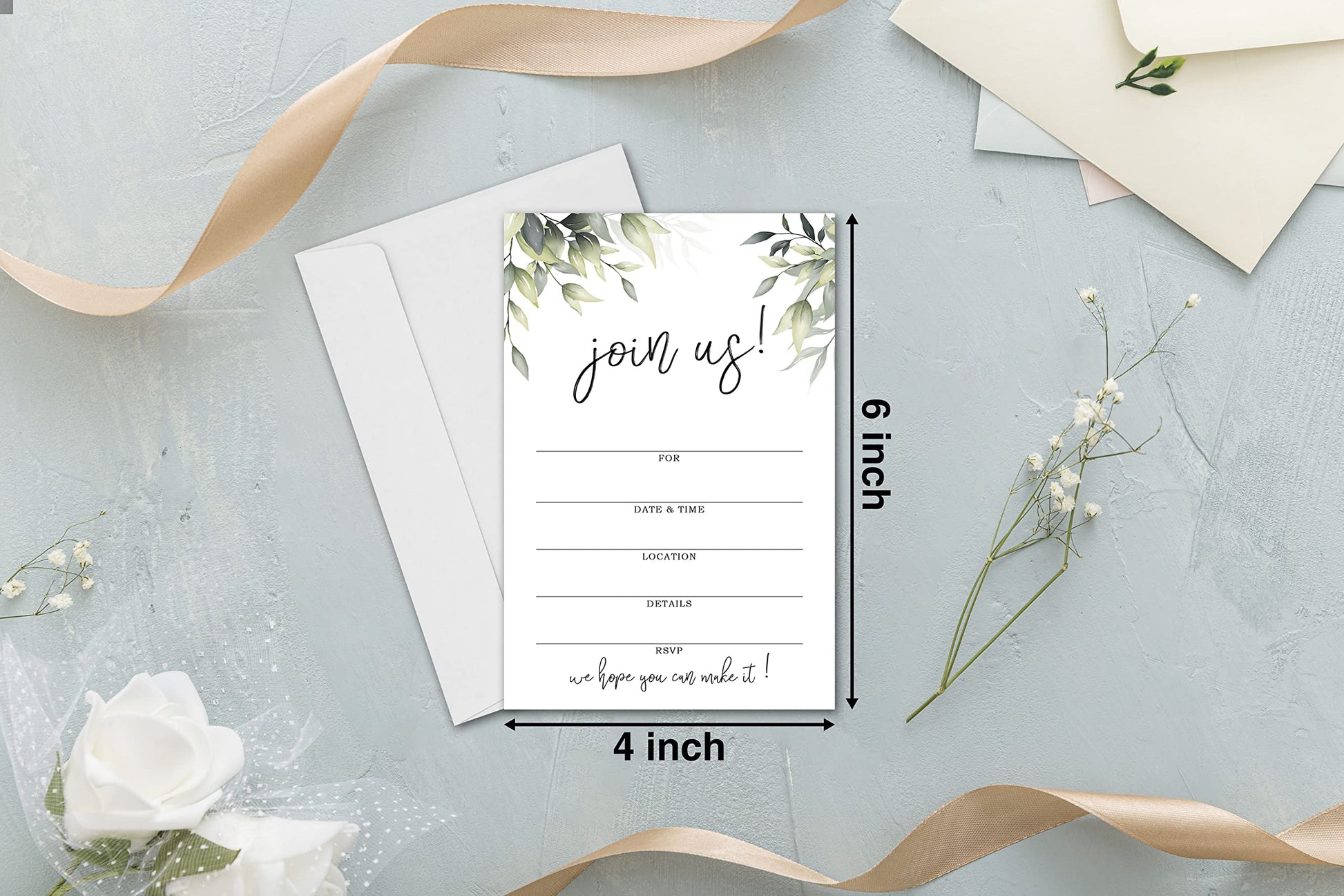 Join Us Invitation Cards With Envelopes -Greenery Invite Cards for All Occasions, Wedding