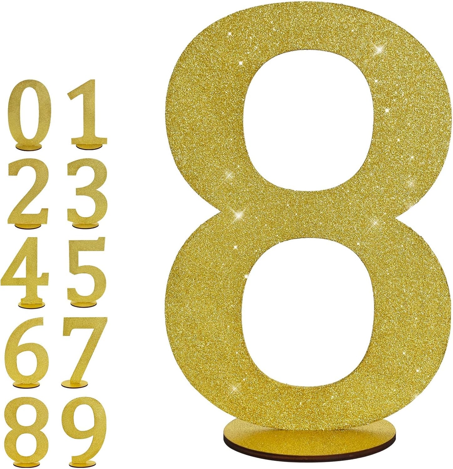 TONIFUL 11.8 Inch Gold Glitter Numbers Table Centerpieces 0-9 Birthday Party Decorations,Shining Gold Digital 8 for Birthday Party,Wedding,Bridal Shower,Engagement,Photo Shoot,Anniversary