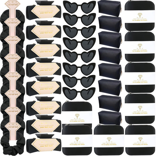 Bridesmaid Scrunchies Proposal Gifts Bachelorette Hair Claws Clips Girls heart sunglasses for Wedding Party Favors (40pcs Black box)