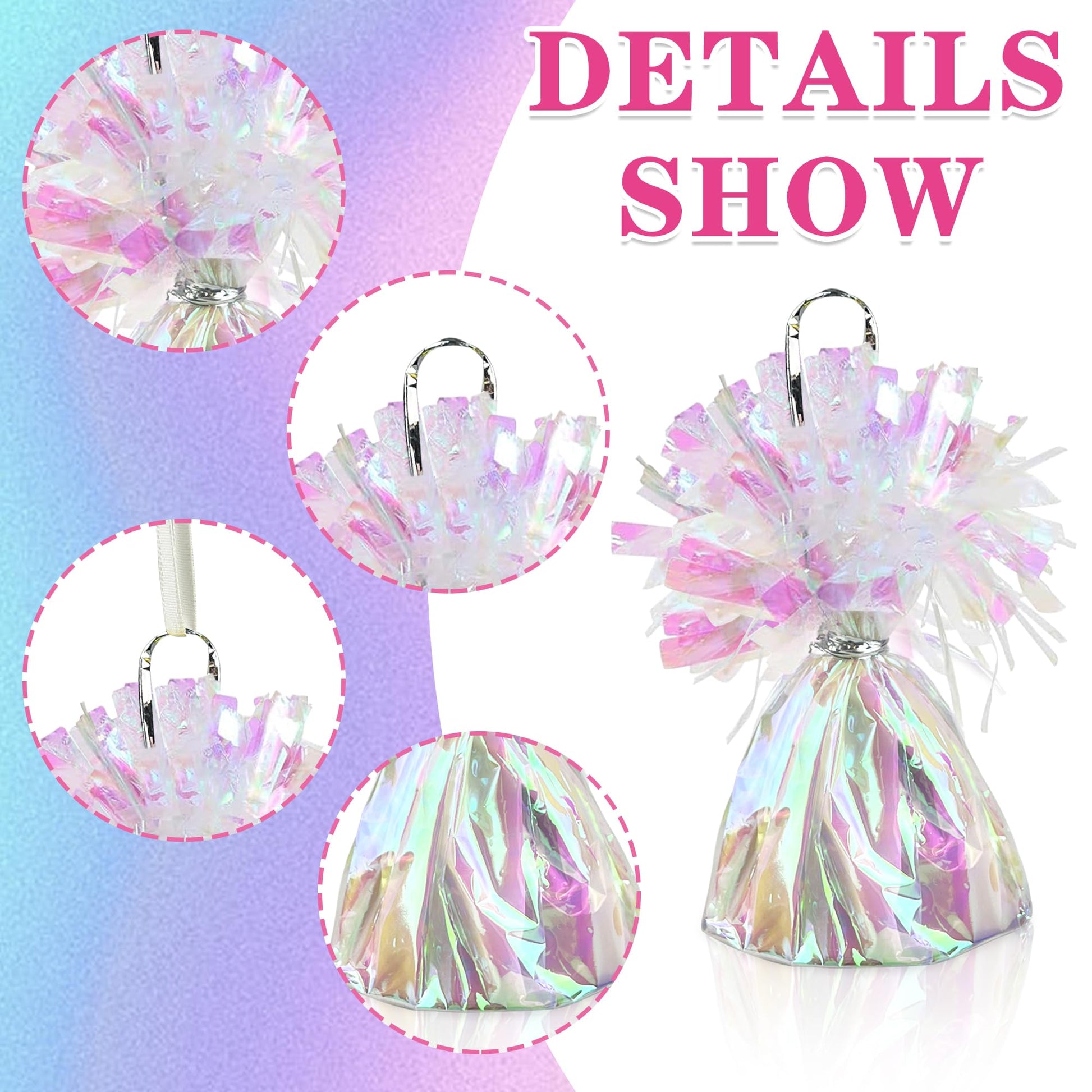 16 PCS Metallic Wrapped Balloon Weights Opalescent Heavy Balloon Weight for Balloons Birthday Party