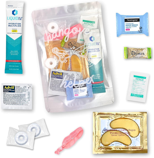 Hangover Kit (1 Pack) Pre Filled Party Favors, Goodie Bags, Gift for Bachelorette, Wedding, 21st Birthday, Girls Trip and All Celebrations