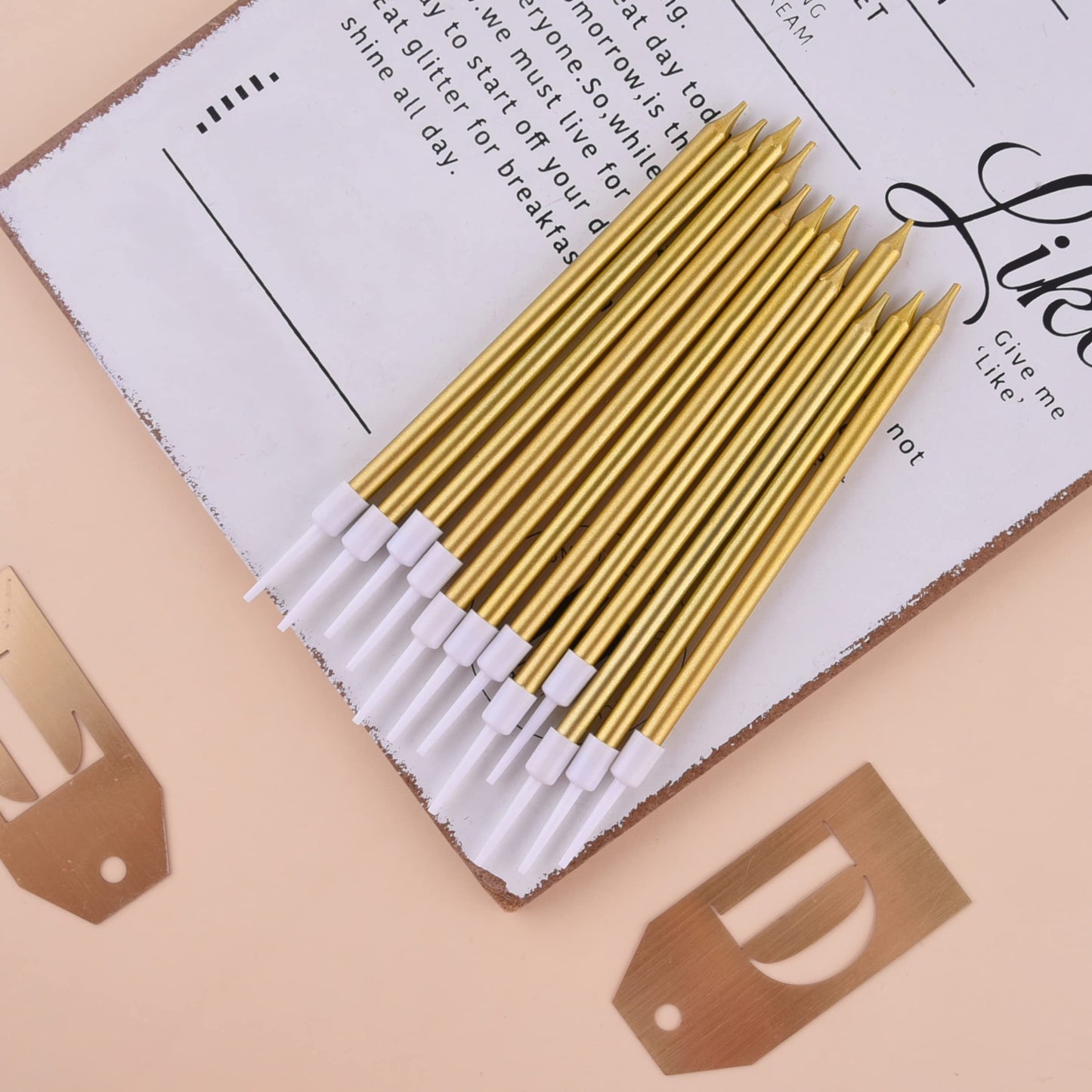 PHD CAKE Gold Long Thin Metallic Birthday Candles, Cake Candles, Birthday Parties, Wedding