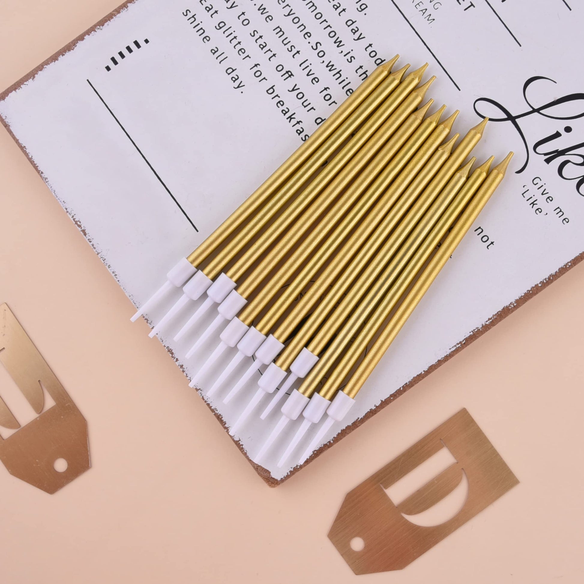 PHD CAKE Gold Long Thin Metallic Birthday Candles, Cake Candles, Birthday Parties, Wedding