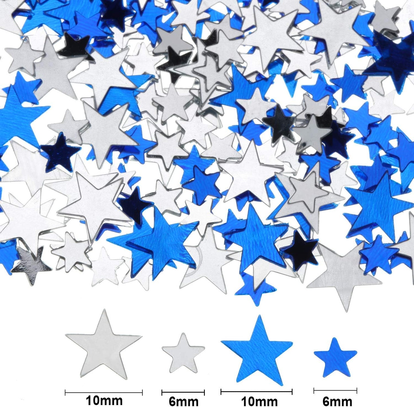 Hestya 60g Star Confetti Glitter Table Confetti Metallic Foil Stars for Party Wedding Festival Decorations(Blue Silver,10mm and 6mm)