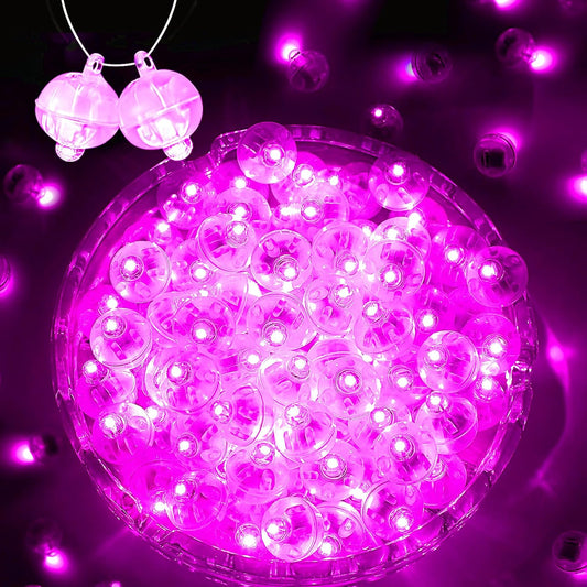 100PCs Mini Led Lights, Led Balloons Light up Balloons for Party Decorations Neon Party Lights for Paper Lantern Easter Eggs Birthday Party Wedding Halloween Christmas Decoration - Blinking Pink