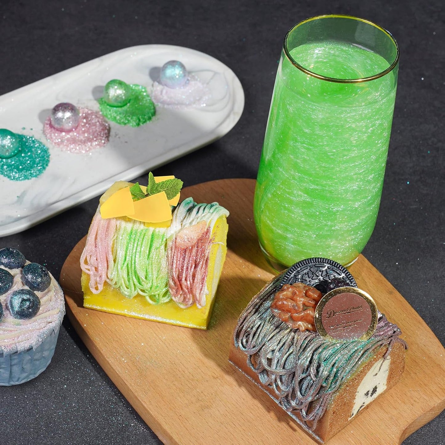 NiHome Edible Food-Grade Glitter Powder Glimmer Luster Dust Metallic Fancy Food Decorating Sprinkle Glimmery Dust for Drink Wine Beverage Cake Bakery Vegan Allergen-Free (Fruit Green, 0.35oz/10g)