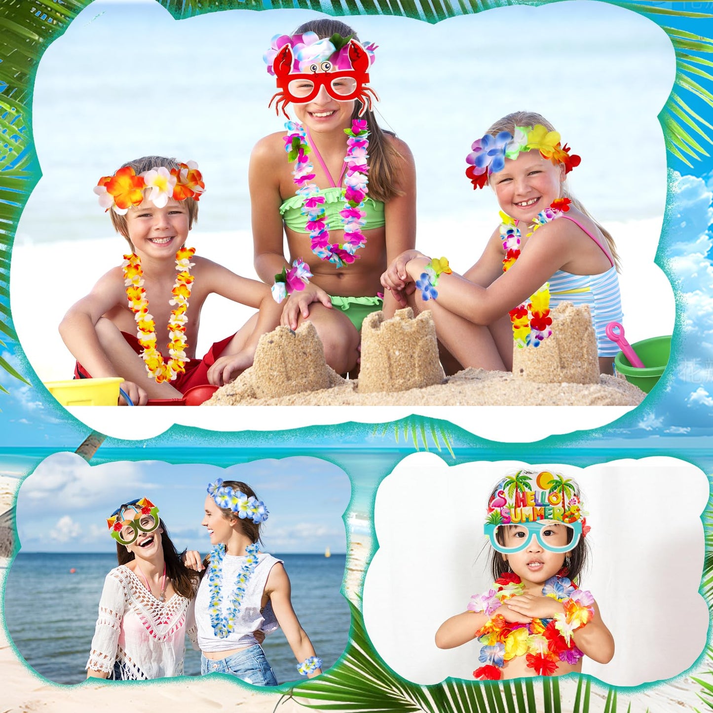 Atonofun 80 PCS Leis for Luau Party Decorations- Hawaiian Leis Bulk, Luau Party Glasses, Colorful
