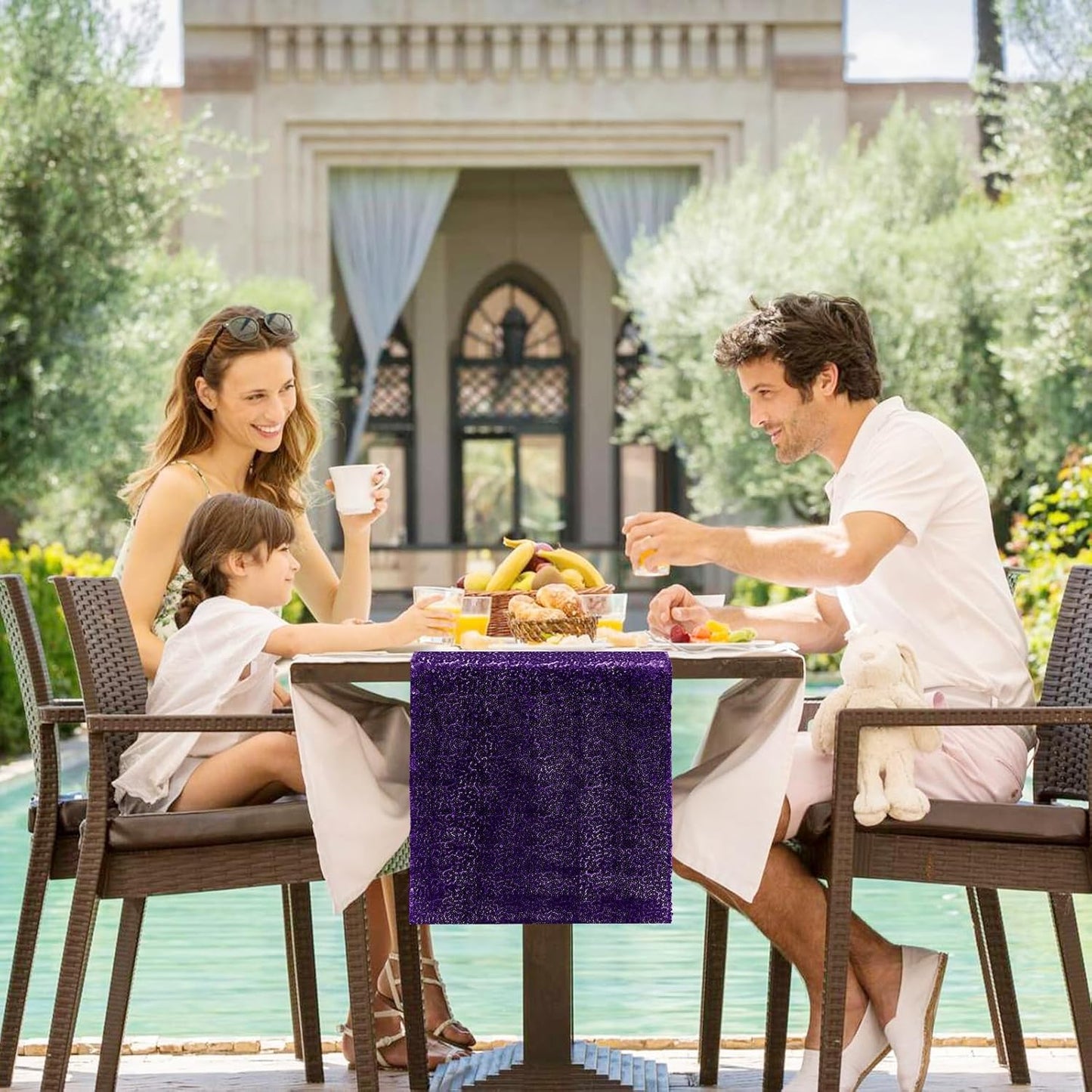 10 Packs 12 x 72 inches Sequin Table Runner, Purple Glitter Table Runner for Birthday Party Supplies Wedding Engagement Baby Shower Holiday Celebration Event Decorations