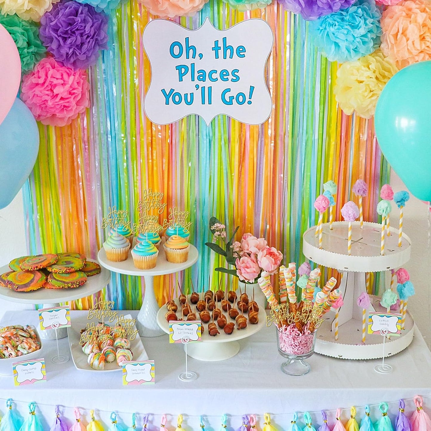 24 PCS Happy Birthday Cupcake Toppers Glitter Picks for Celebrating Anniversary Theme Party Cake Decorations Supplies Gold