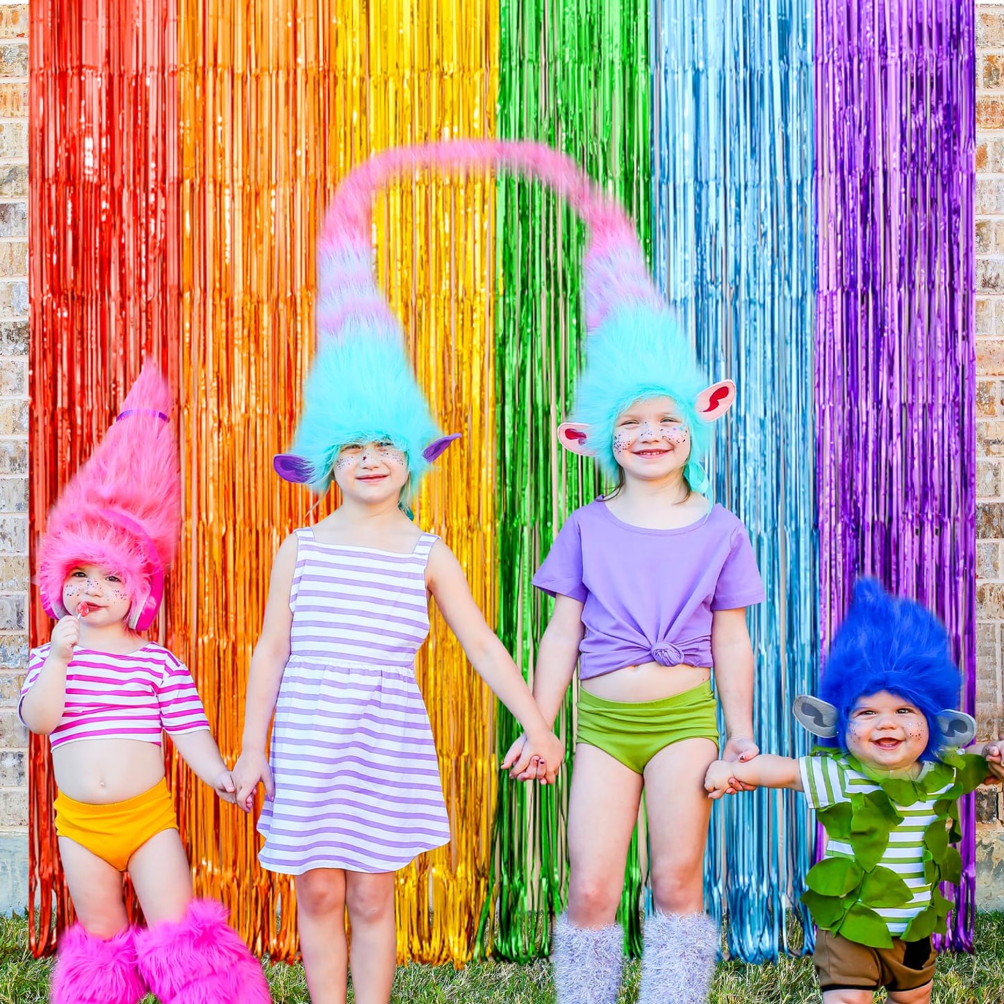 LOLStar Rainbow Party Decorations, 2Pack Rainbow Bday Foil Fringe Streamers