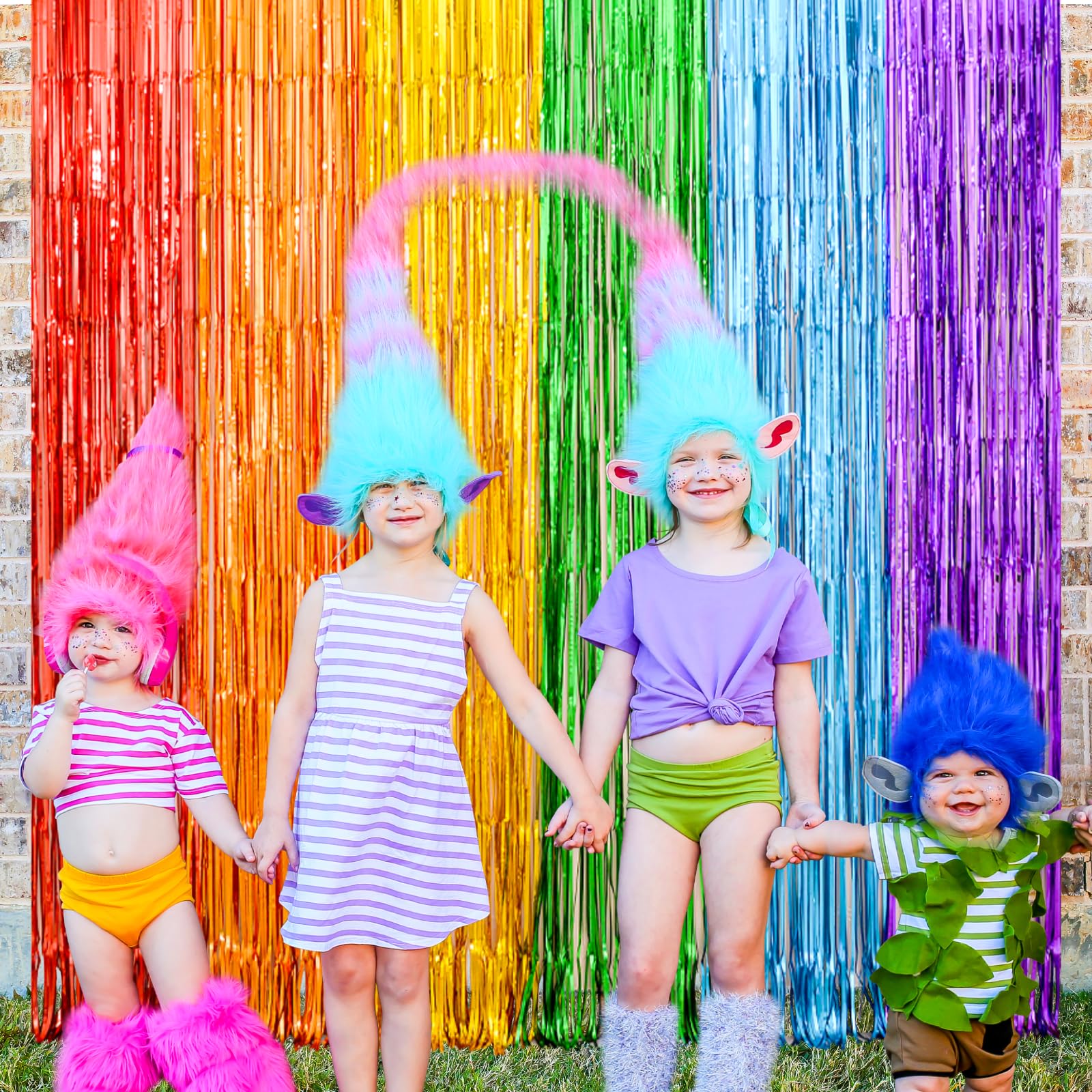LOLStar Rainbow Party Decorations, 2Pack Rainbow Bday Foil Fringe Streamers