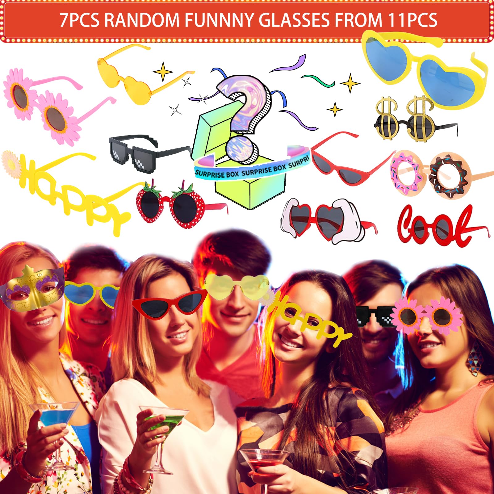 Bulk Opulent Photo Booth Props Set for Adult, Novelty Funny Hats and Glasses, Colorful Wig