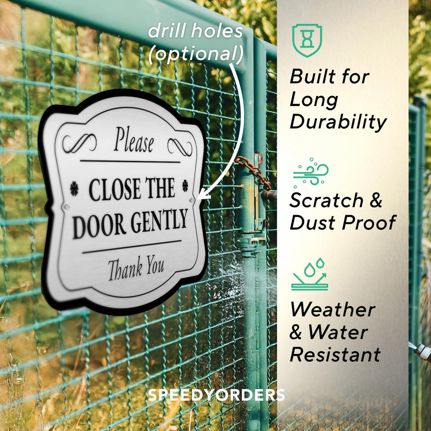 Custom Decorative Outdoor Aluminum Signs, Driveway Signs, Waterproof USA Made, Design 3 Metallic Silver 14x10 In