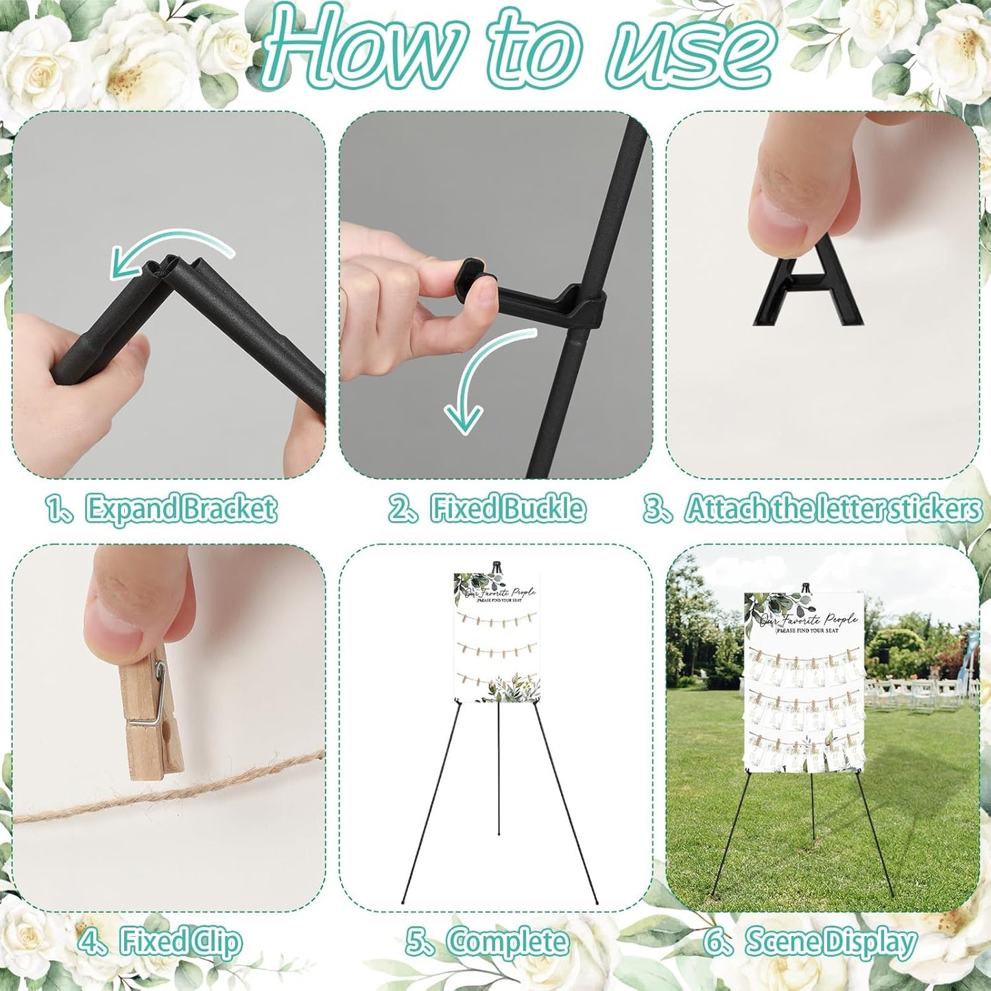 Pinkunn Greenery Wedding Seating Chart with Easel Display Stand 15.8 x 23.6 Inch Greenery Wooden Rustic Seating Chart Board Please Find Your Seat Sign for Baby & Bride Shower Wedding Sign Decor