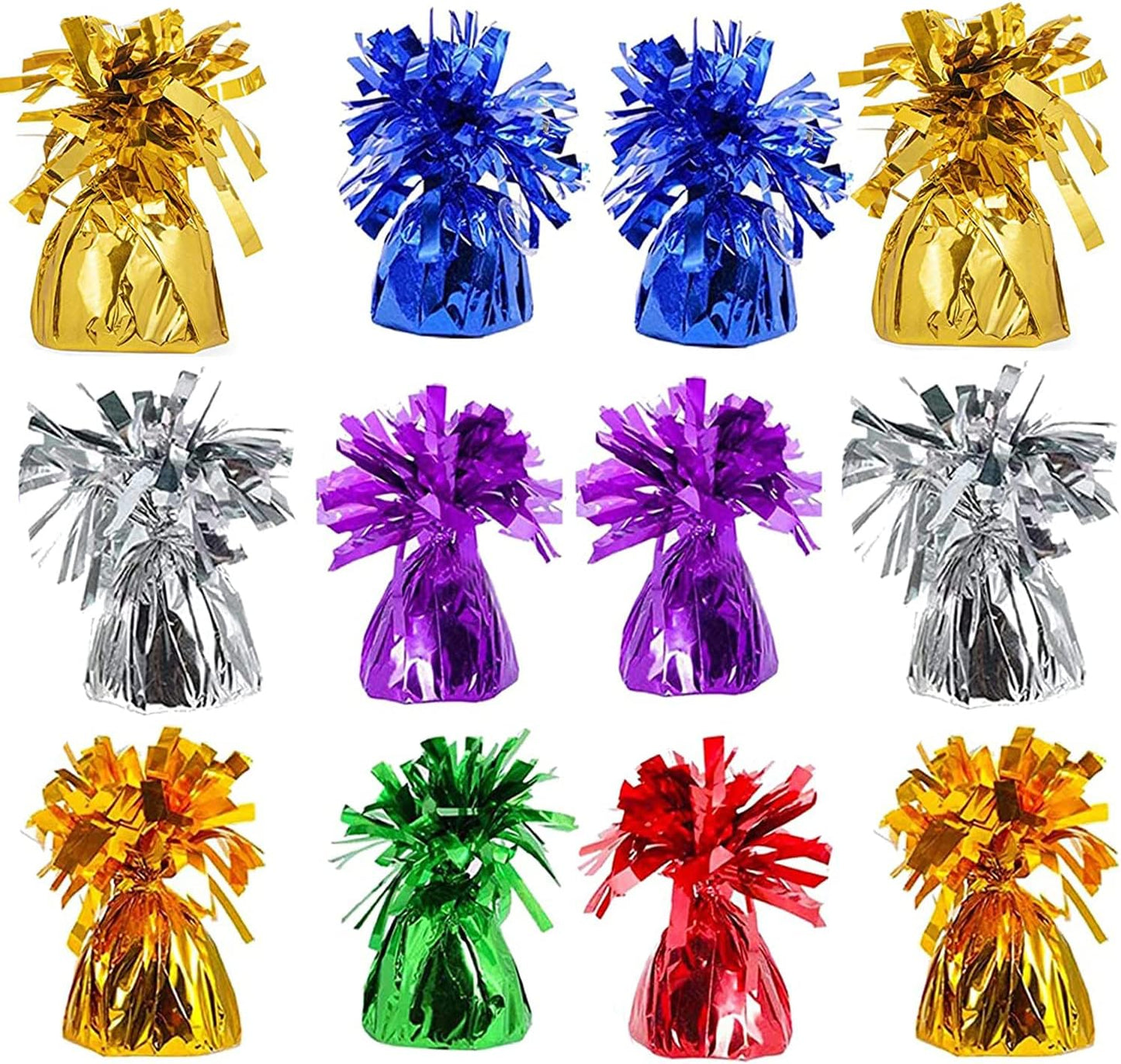 Metallic Balloon Weights, Birthday Party Favors, Novelty and Gag Gifts, 5.5" Inches, 12-Pack (Multi-color)