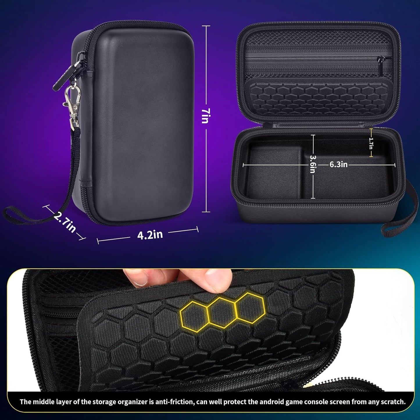 casmilee Retro Gaming Console Case for R36MAX Game Consoles, Handheld Gameboy Video Emulator Storage Holder Organizer, Portable Carrying Bag for USB Cables, SD Cards and Batteries (Box Only)