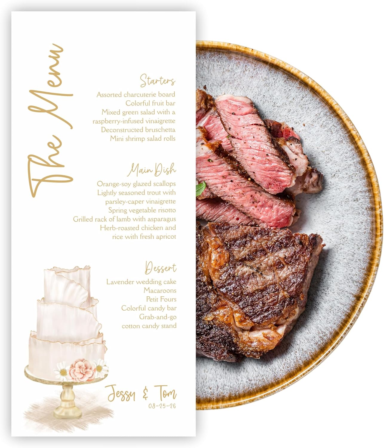 Personalized Printed Wedding Menu, Set of 25 Wedding Menu, Modern Wedding Menu, Simple Menu, Wedding Menu Cards, Dinner Menu Card, Birthday, Shower, Quinceanera, Party, Made in USA