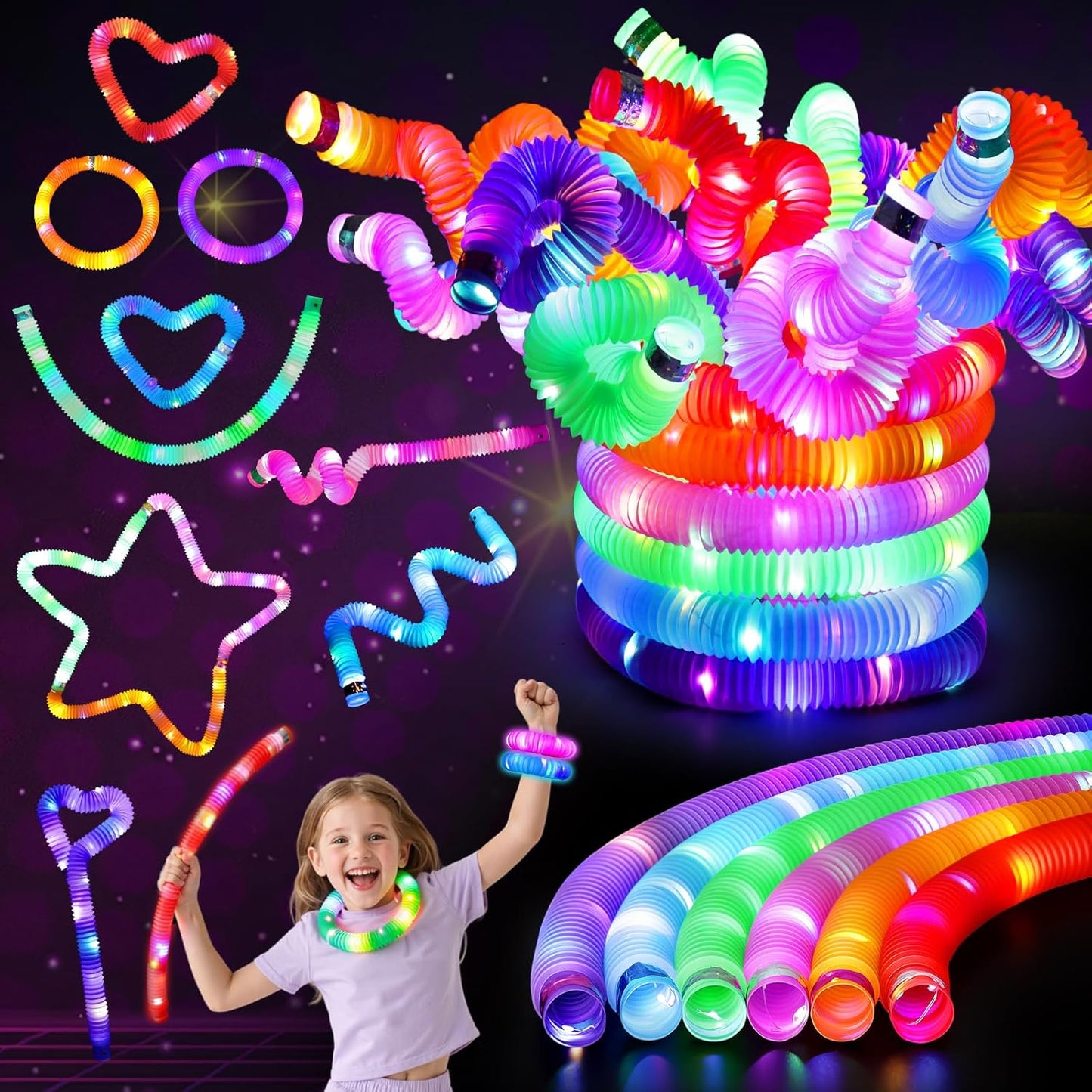 LovesTown 24PCS Glow Sticks Bulk Party Pack, Light Up Party Favors Supplies for Kids, Halloween Decorations Christmas Goodie Bag Stuffers for Boys Girls