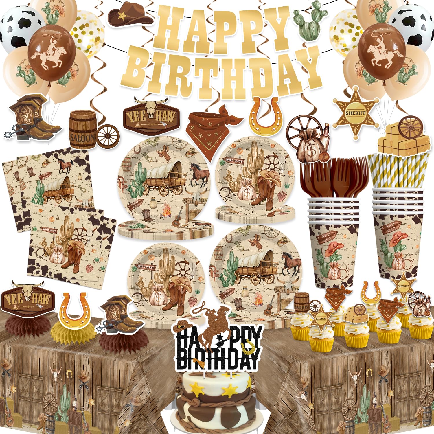 Western Birthday Party Decorations disposable tableware for Rodeo Party